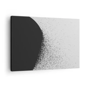 Cuadro sobre lienzo - Impresión de Imagen - Patrón abstracto con partículas negras sobre un fondo claro - 70x50cm - El movimiento de las partículas - Decoración de pared moderna para salón y dormitorio ARTTOR