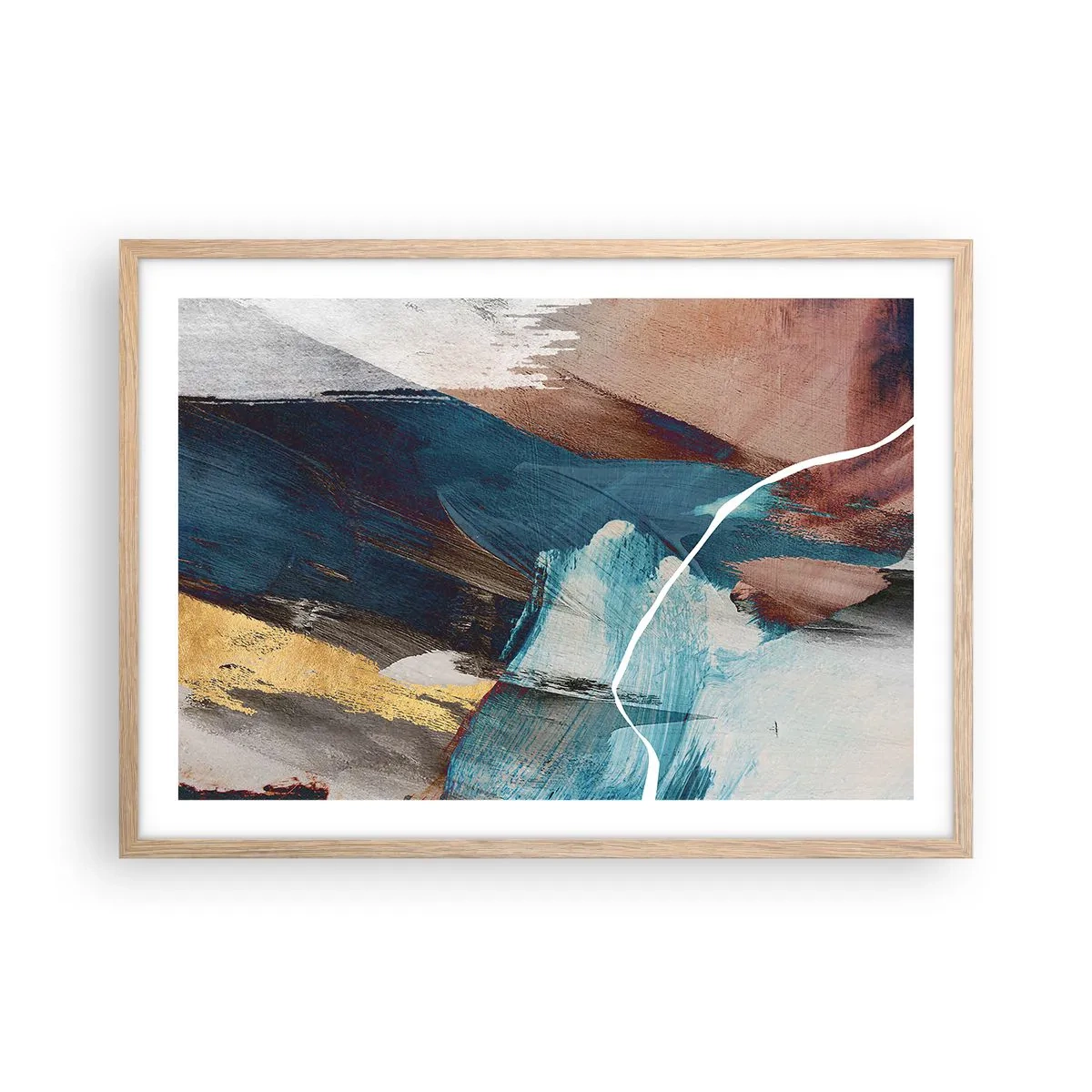 Póster en marco roble claro - Con estilo y energía - 70x50 cm