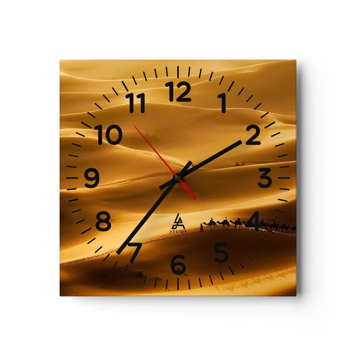 Reloj de pared - Reloj de vidrio - Caravana sobre las olas del desierto - 30x30 cm