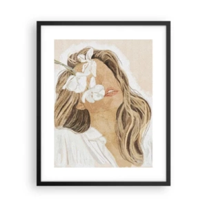Póster en marco negro - Entre flores, en éxtasis - 40x50 cm