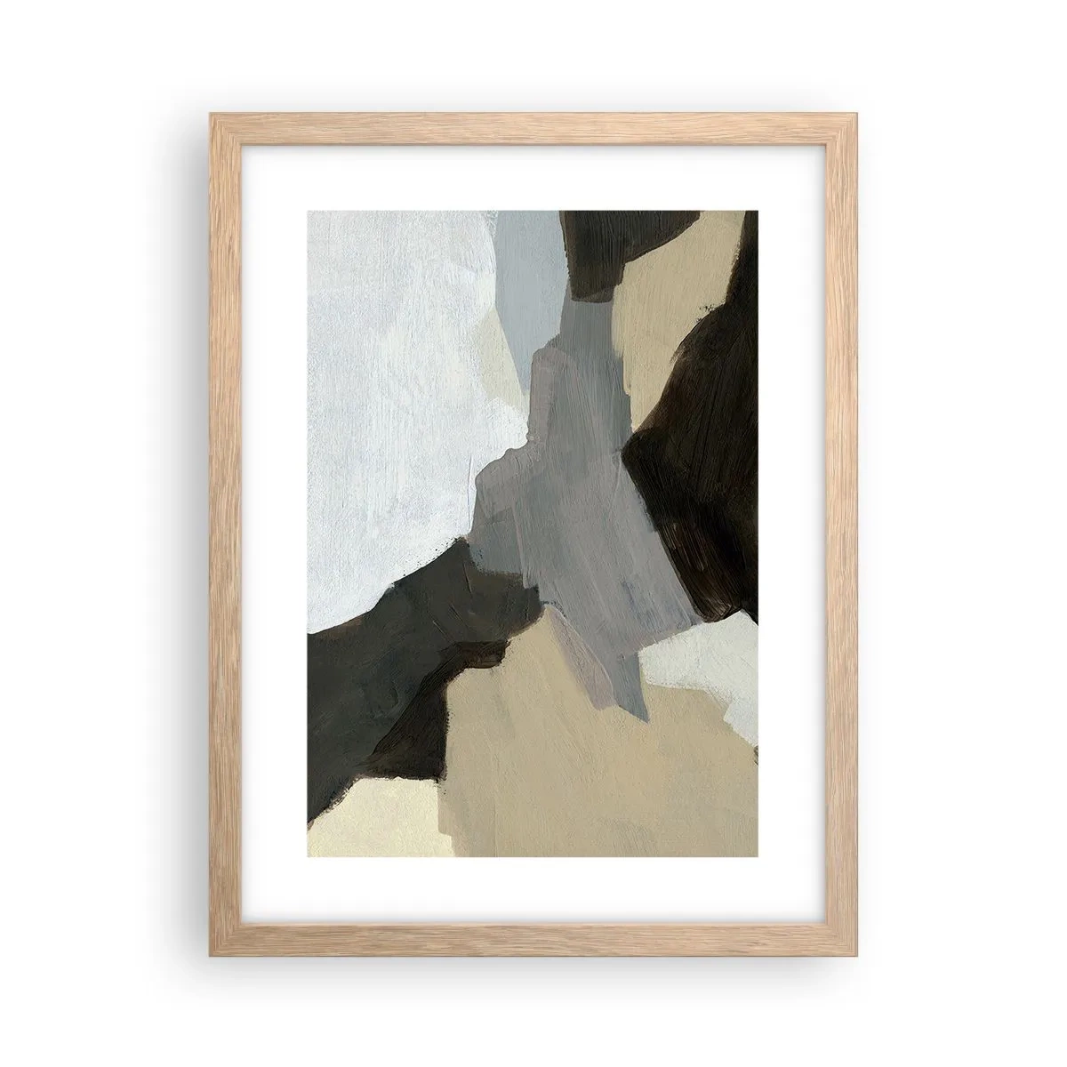 Póster en marco roble claro - Abstracción: partes del gris - 30x40 cm