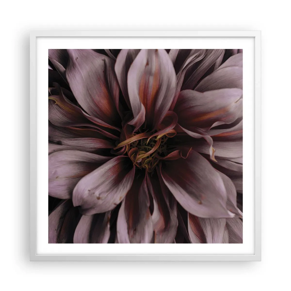 Póster en marco blanco - Corazón floral - 60x60 cm