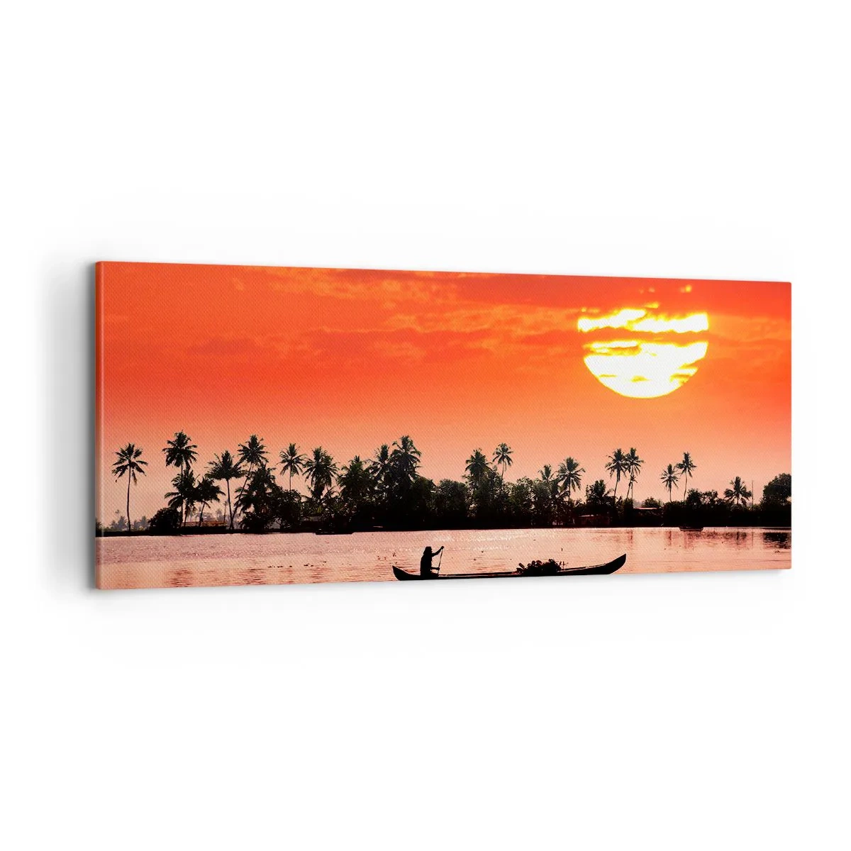 Cuadro sobre lienzo - Impresión de Imagen - La paz de los trópicos al atardecer - 100x40 cm