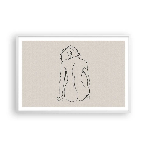 Póster en marco blanco - Esbozos de una espalada - 91x61 cm