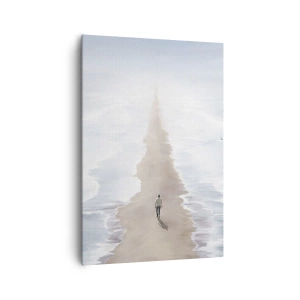 Cuadro sobre lienzo - Impresión de Imagen - Una figura en un camino solitario en medio de un vasto paisaje acuático. - 70x100cm - Un futuro brillante - Decoración de pared moderna para salón y dormitorio ARTTOR
