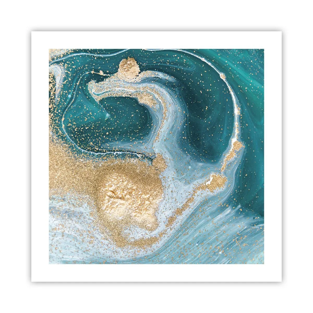 Póster - Un remolino de oro y turquesa - 50x50 cm