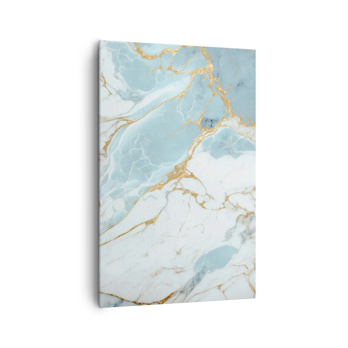Cuadro sobre lienzo - Impresión de Imagen - Patrones de mármol azul y blanco con vetas doradas añadidas. - 80x120cm - Riqueza en la piedra - Decoración de pared moderna para salón y dormitorio ARTTOR