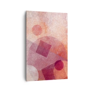 Cuadro sobre lienzo - Impresión de Imagen - Formas geométricas abstractas en tonos pastel de rosa. - 80x120cm - Transformaciones geométricas en rosa - Decoración de pared moderna para salón y dormitorio ARTTOR
