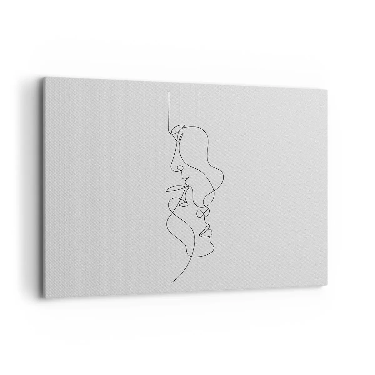 Cuadro sobre lienzo - Impresión de Imagen - Un dibujo minimalista de dos caras en una línea. - 120x80cm - El calor de los deseos lúgubres - Decoración de pared moderna para salón y dormitorio ARTTOR