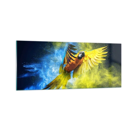 Cuadro sobre vidrio - Impresiones sobre Vidrio - En polvo azul y dorado - 100x40 cm