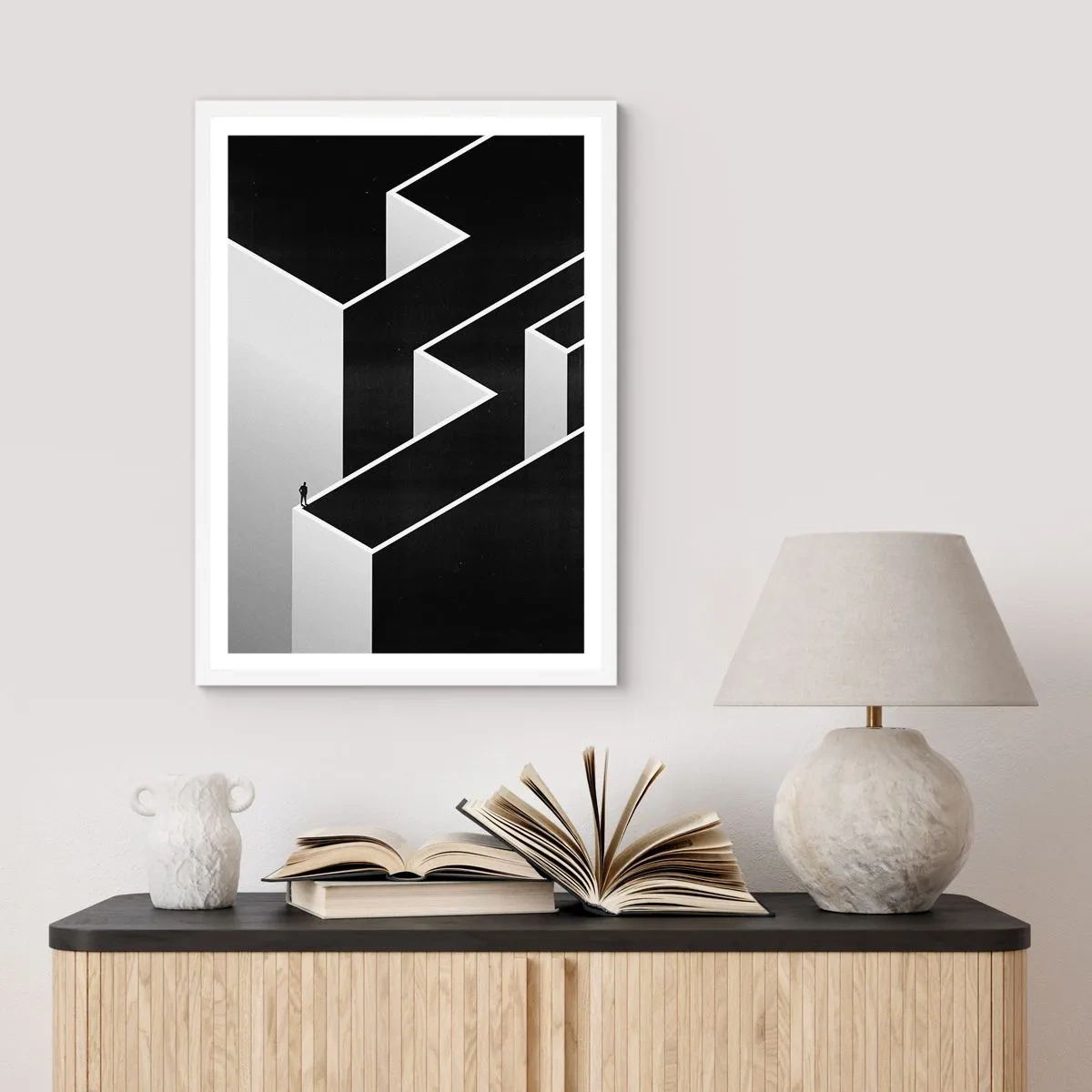 Póster en marco blanco - Soledad en la cumbre - 61x91 cm