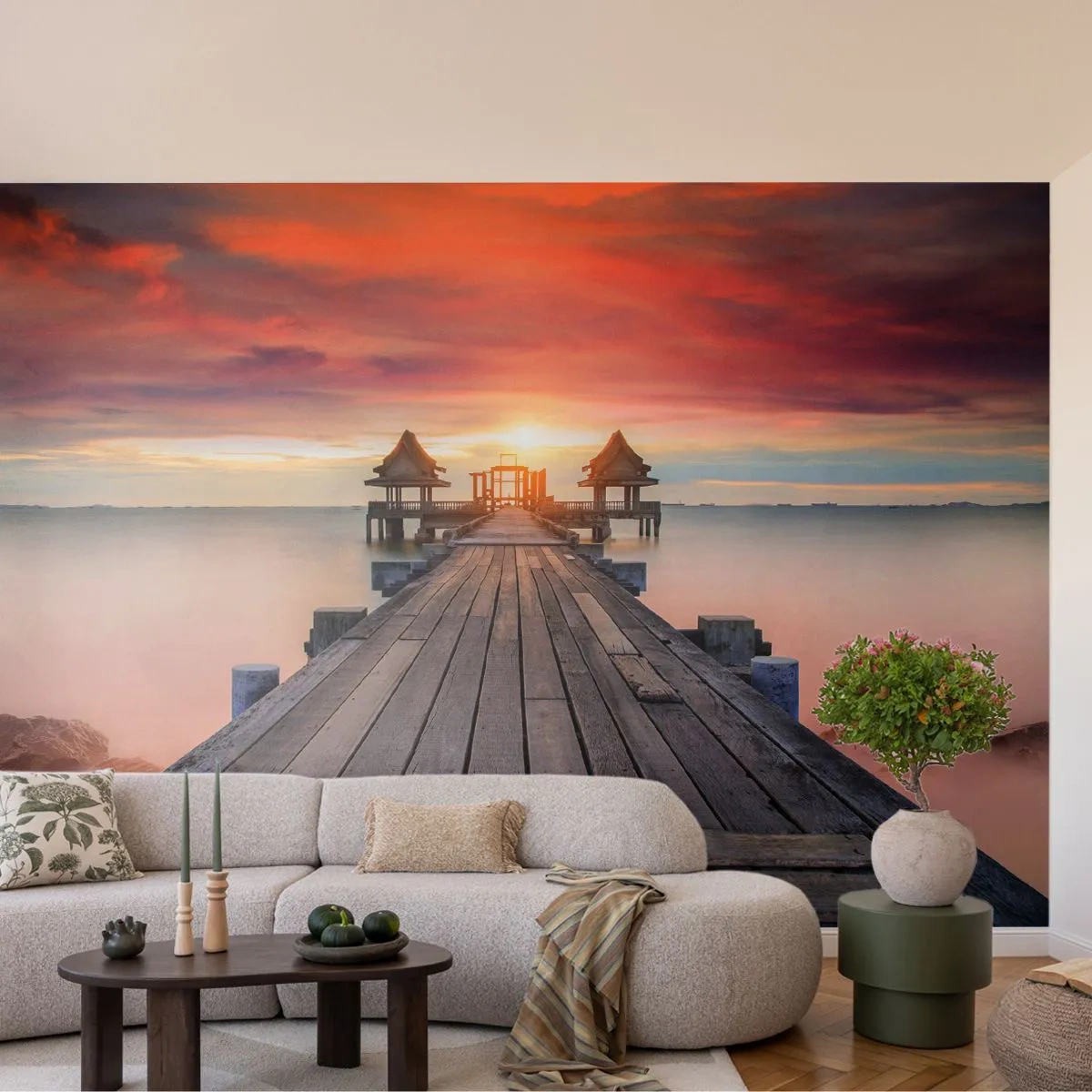 Fotomural Premium Canvas - De este a oeste - Paisaje, Muelle de madera, Mar - 250x175 cm