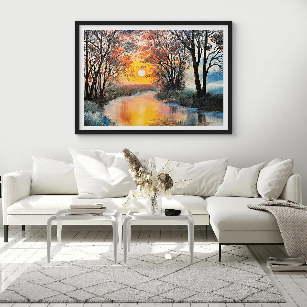 Póster en marco negro - Ambiente otoñal - 40x30 cm