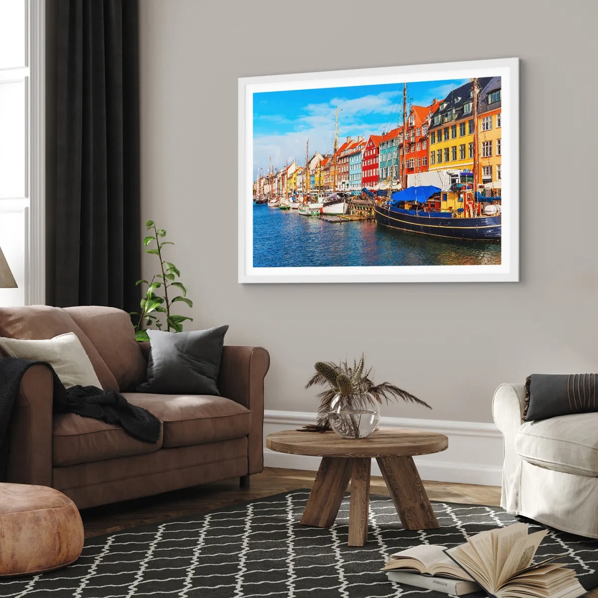 Póster en marco blanco - Muelle alegre - 50x40 cm