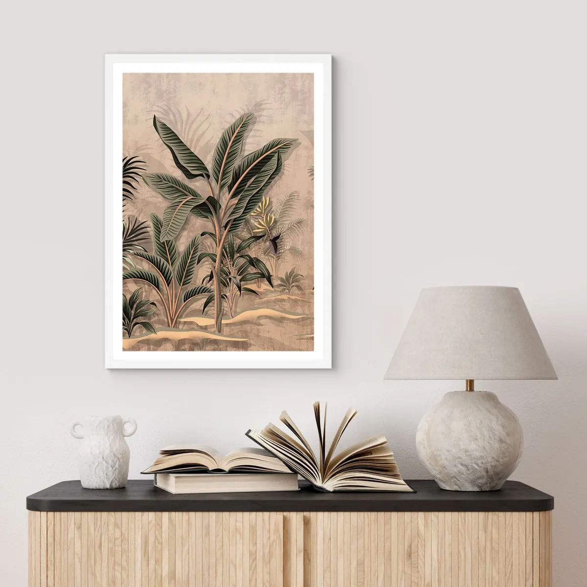 Póster en marco blanco - Grabados de estilo colonial - 61x91 cm