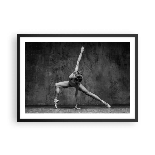 Póster en marco negro - Una bailarina en pose artística frente a una pared sin rematar - 70x50cm - Equilibrio perfecto - Decoración de pared moderna para salón y dormitorio ARTTOR