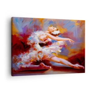 Cuadro sobre lienzo - Impresión de Imagen - Una bailarina en pose dinámica entre colores pastel. - 70x50cm - El lago de los cisnes - Decoración de pared moderna para salón y dormitorio ARTTOR