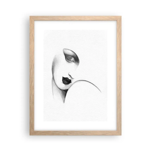 Póster en marco roble claro - Pensativa - 30x40 cm