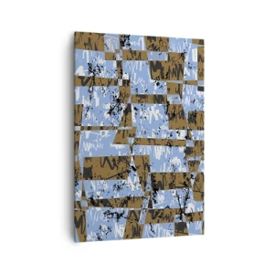 Cuadro sobre lienzo - Impresión de Imagen - Una composición abstracta de rectángulos en tonos marrones y azules. - 70x100cm - Un recorte del desierto - Decoración de pared moderna para salón y dormitorio ARTTOR