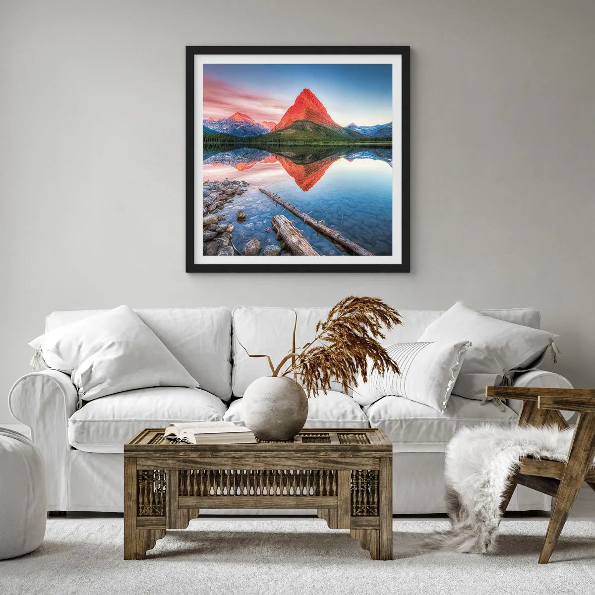 Póster en marco negro - Cálido y frío - 60x60 cm