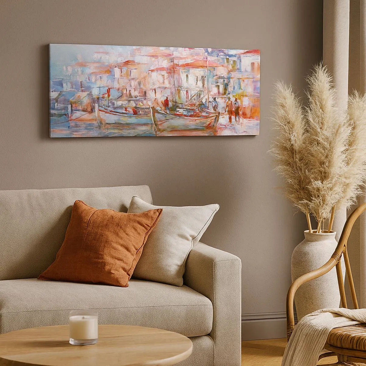 Cuadro sobre lienzo - Impresión de Imagen - Vacaciones en colores pastel - 100x40 cm