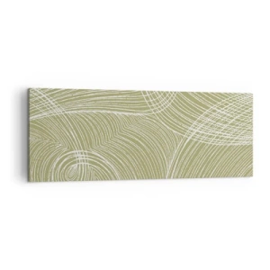 Cuadro sobre lienzo - Impresión de Imagen - Líneas verdes y blancas en una composición abstracta. - 140x50cm - Abstracción intrincada en blanco - Decoración de pared moderna para salón y dormitorio ARTTOR