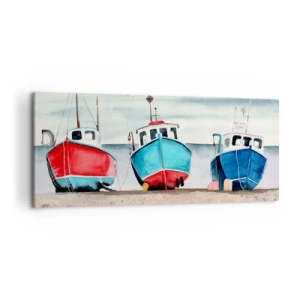 Cuadro sobre lienzo - Impresión de Imagen - Listos para la pesca - 100x40 cm