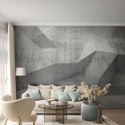 Fotomural Premium Canvas - Formas geométricas de hormigón en gris - 100x70cm - Un verdadero desafío - Decoración de pared moderna para salón y dormitorio ARTTOR