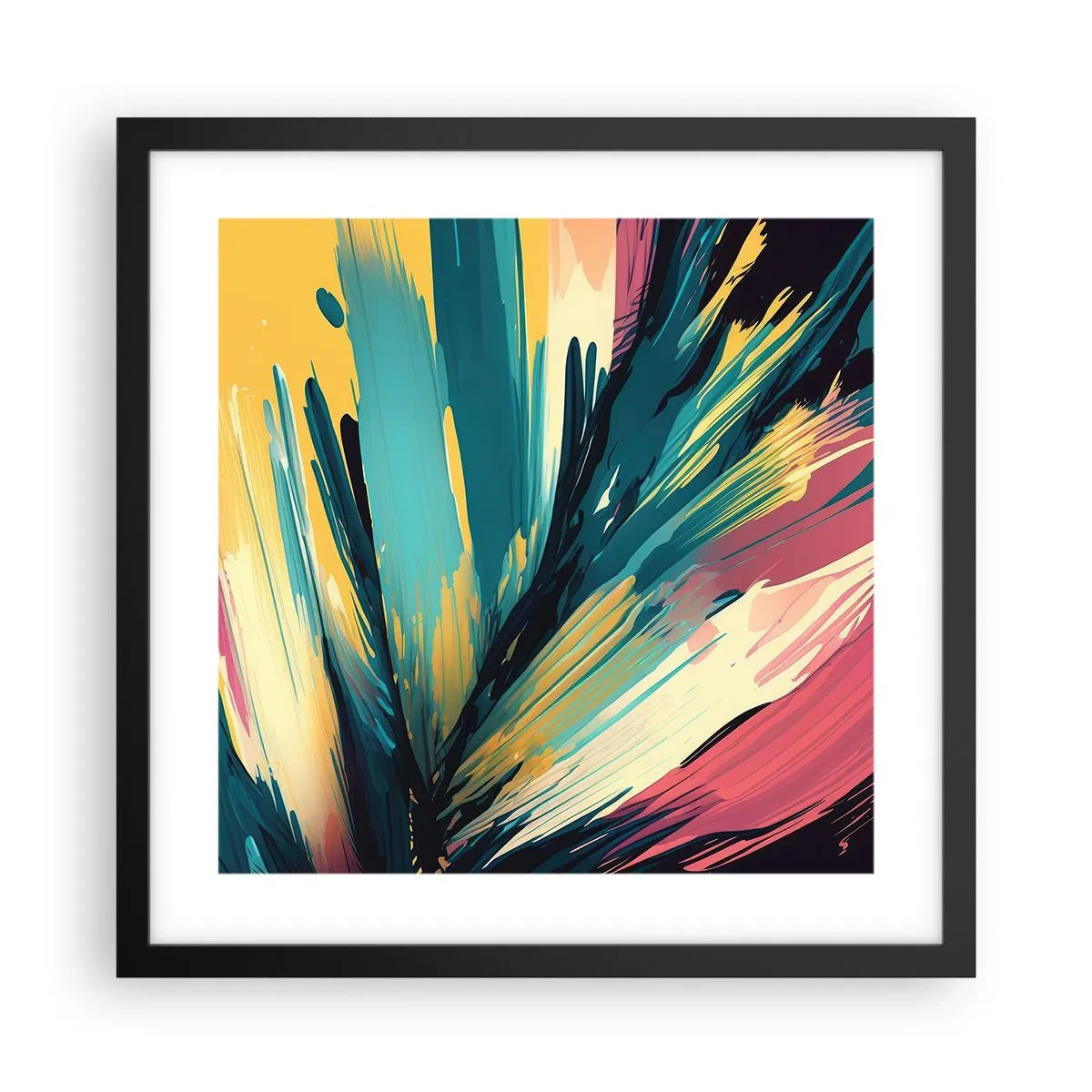 Póster en marco negro - Composición - una explosión de alegría - 40x40 cm
