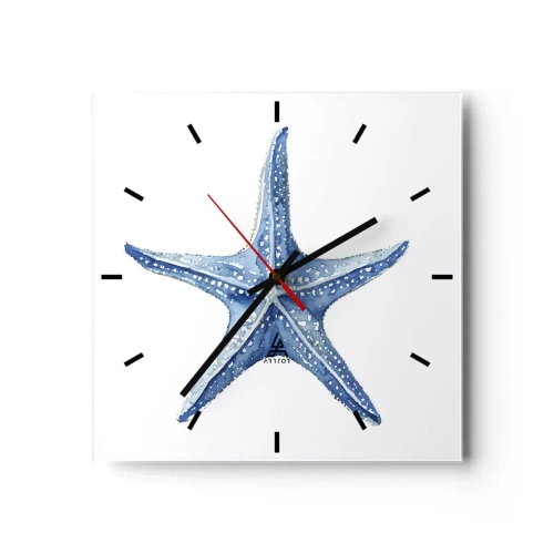 Reloj de pared - Reloj de vidrio - Estrella de mar - 40x40 cm