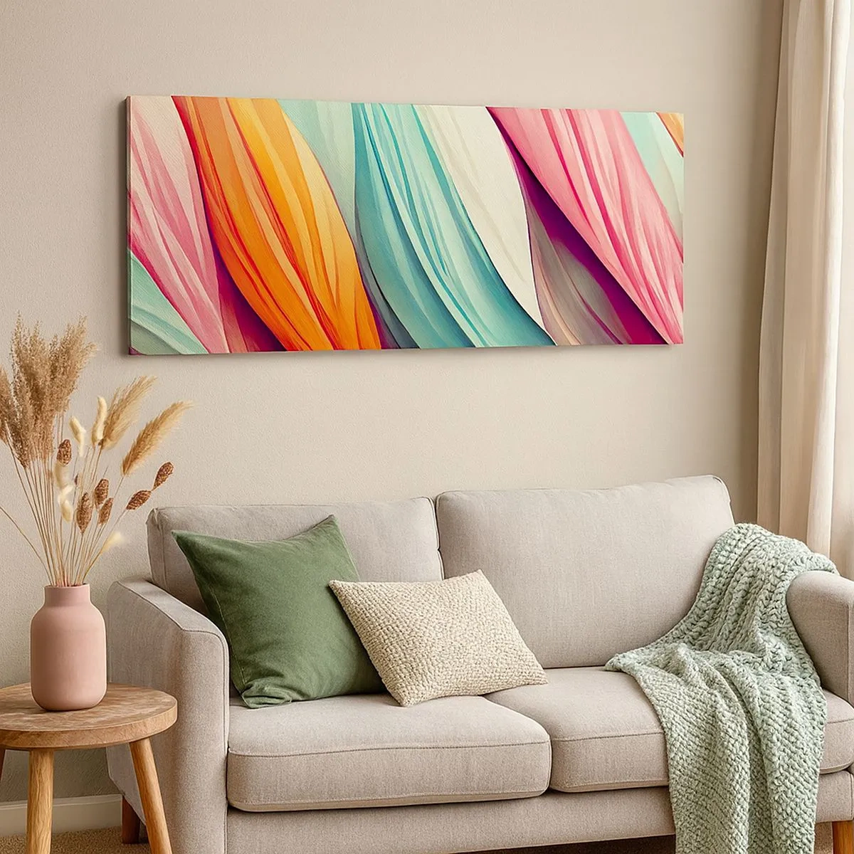 Cuadro sobre lienzo - Impresión de Imagen - Tejido arco iris - 100x40 cm