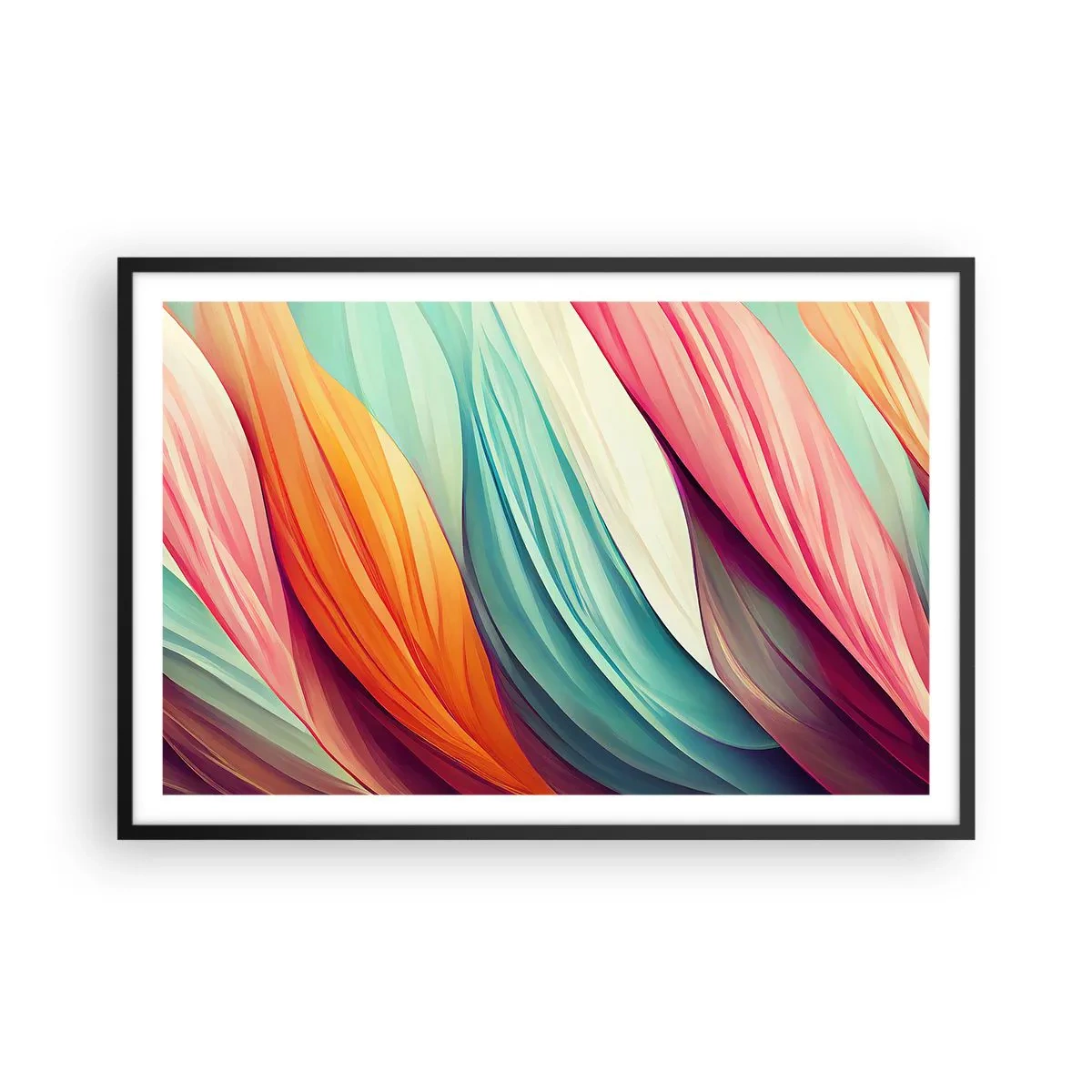 Póster en marco negro - Tejido arco iris - 91x61 cm