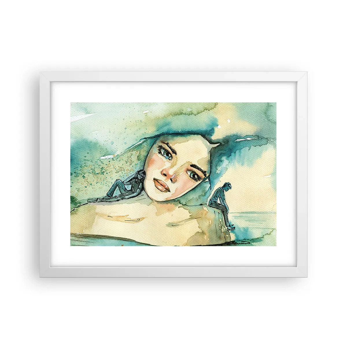 Póster en marco blanco - ¿Soy azul? - 40x30 cm