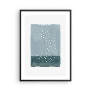 Póster en marco negro - Una composición abstracta con puntos blancos sobre fondo azul. - 50x70cm - Creación sobre azul - Decoración de pared moderna para salón y dormitorio ARTTOR