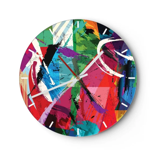 Reloj de pared - Reloj de vidrio - Rápido, animado y con efecto - 40x40 cm