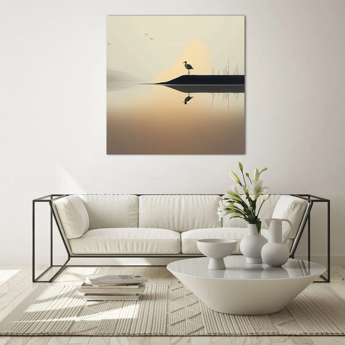 Cuadro sobre vidrio - Impresiones sobre Vidrio - Un caballero en el lago - 60x60 cm