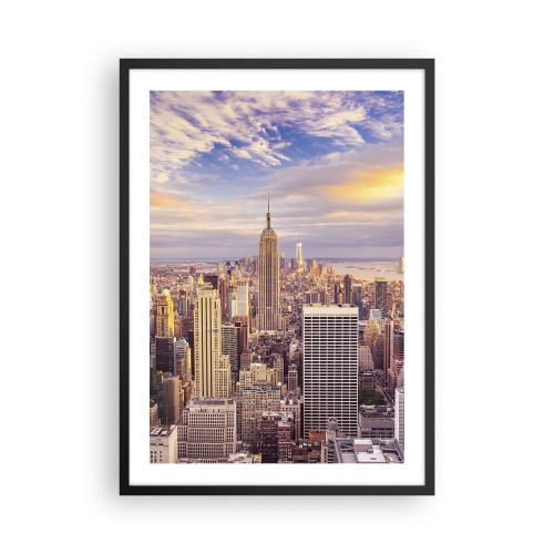 Póster en marco negro - Panorama de la ciudad de Nueva York desde el Empire State Building al atardecer - 50x70cm - Alcanzar las nubes - Decoración de pared moderna para salón y dormitorio ARTTOR