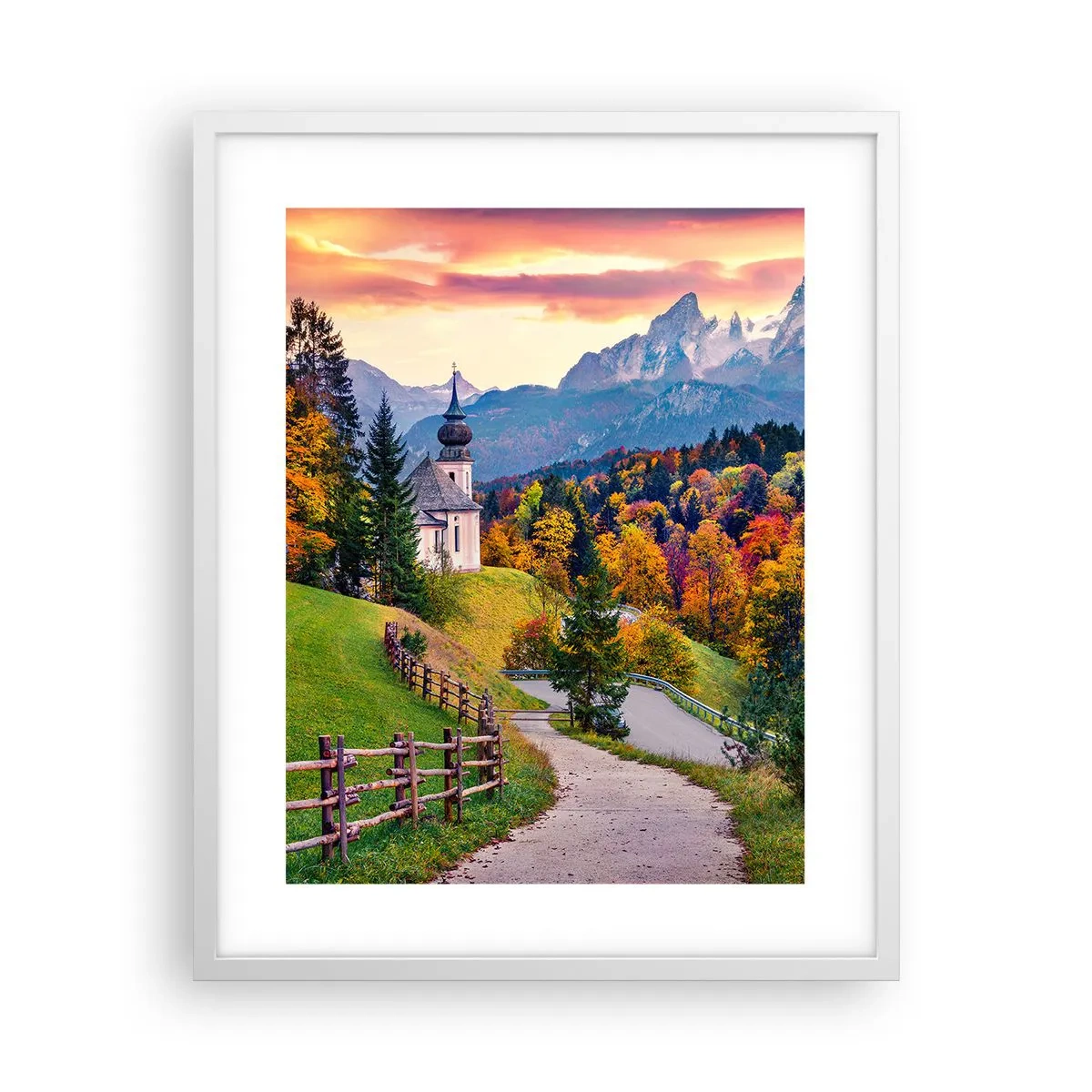 Póster en marco blanco - Paisaje como una pintura - 40x50 cm