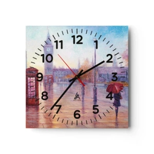 Reloj de pared - Reloj de vidrio - Un día de otoño en Londres - 30x30 cm