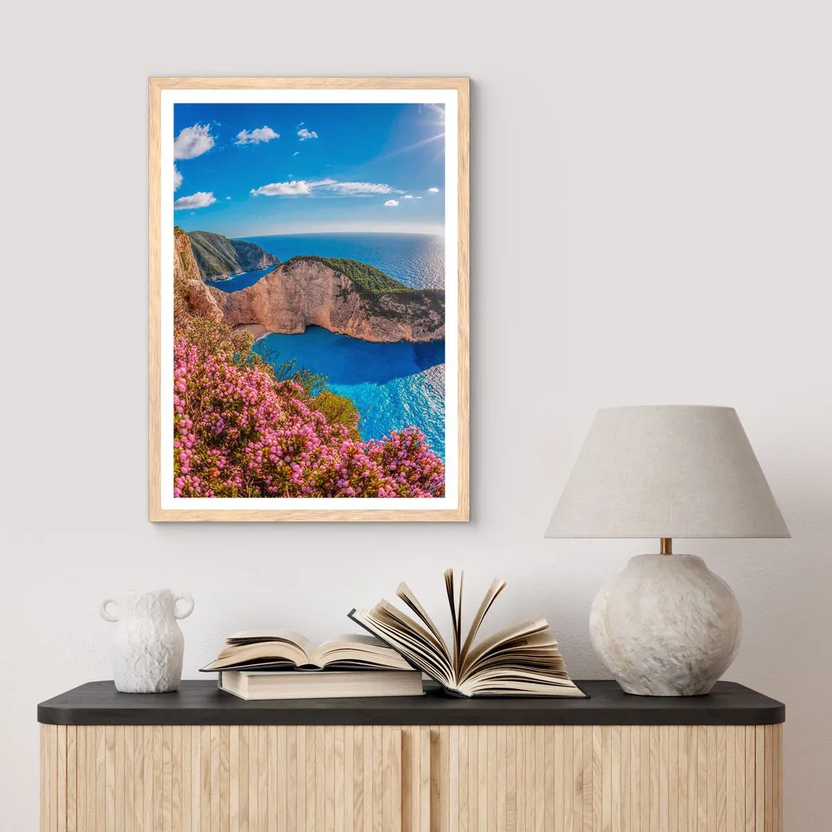 Póster en marco roble claro - Mis grandes vacaciones en Grecia - 40x50 cm