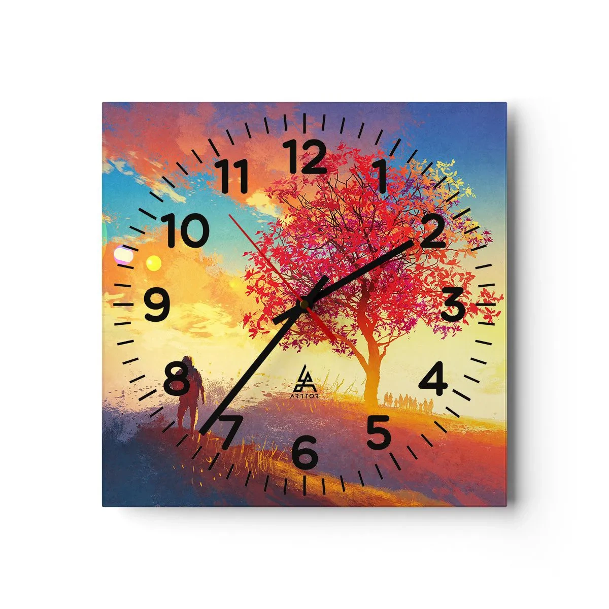 Reloj de pared - Reloj de vidrio - Un peregrino en su destino - 40x40 cm