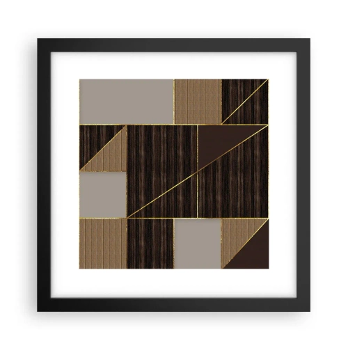Póster en marco negro - Un mosaico de marrones y dorados - 30x30 cm