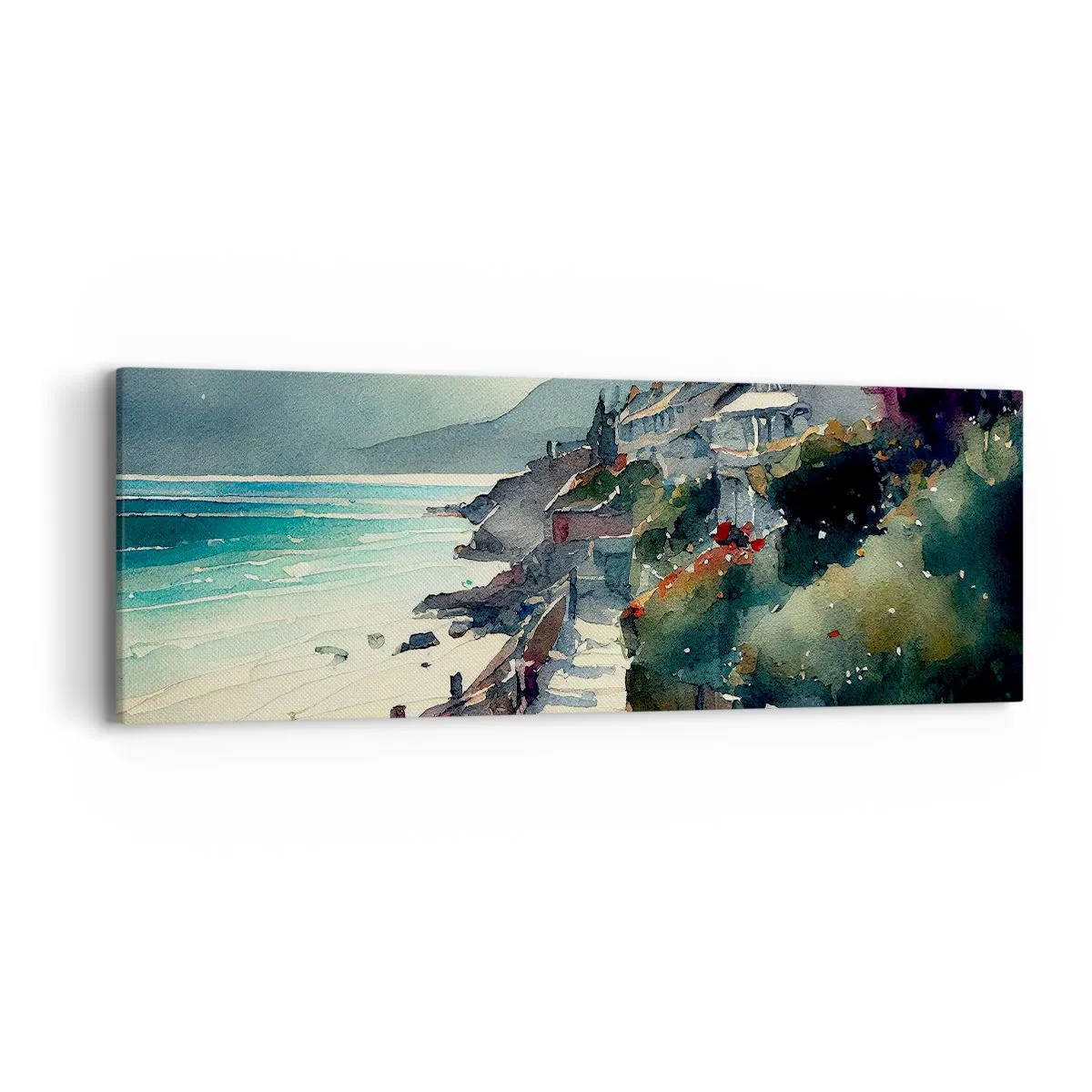 Cuadro sobre lienzo - Impresión de Imagen - Ciudad mediterránea - 90x30 cm