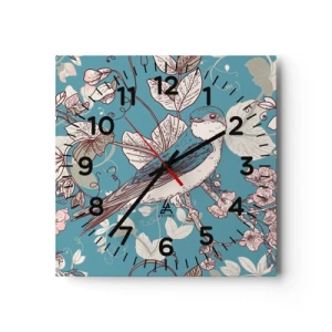 Reloj de pared - Reloj de vidrio - En el cerezo - 40x40 cm