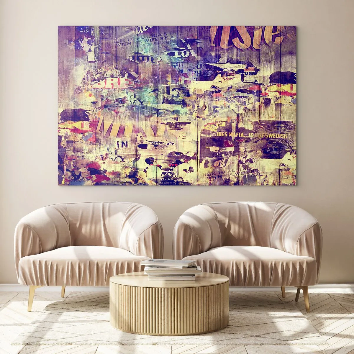 Cuadro sobre vidrio - Impresiones sobre Vidrio - Composición abstracta con texturas urbanas y grafitis. - 120x80cm - Y eso es todo lo que quedará - Decoración de pared moderna para salón y dormitorio ARTTOR