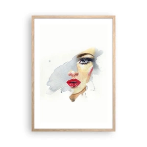 Póster en marco roble claro - Reflejo en una gota de agua - 50x70 cm