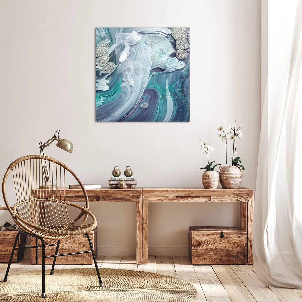 Cuadro sobre lienzo - Impresión de Imagen - Corrientes de azul - 30x30 cm