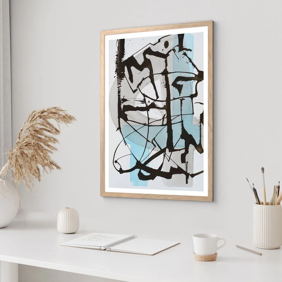 Póster en marco roble claro - Azul a pesar de todo - 50x70 cm