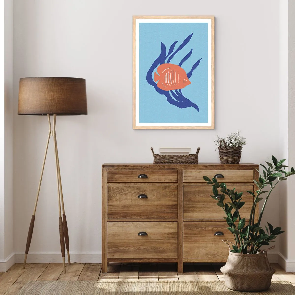 Póster en marco roble claro - Habitante de las aguas coralinas - 30x40 cm