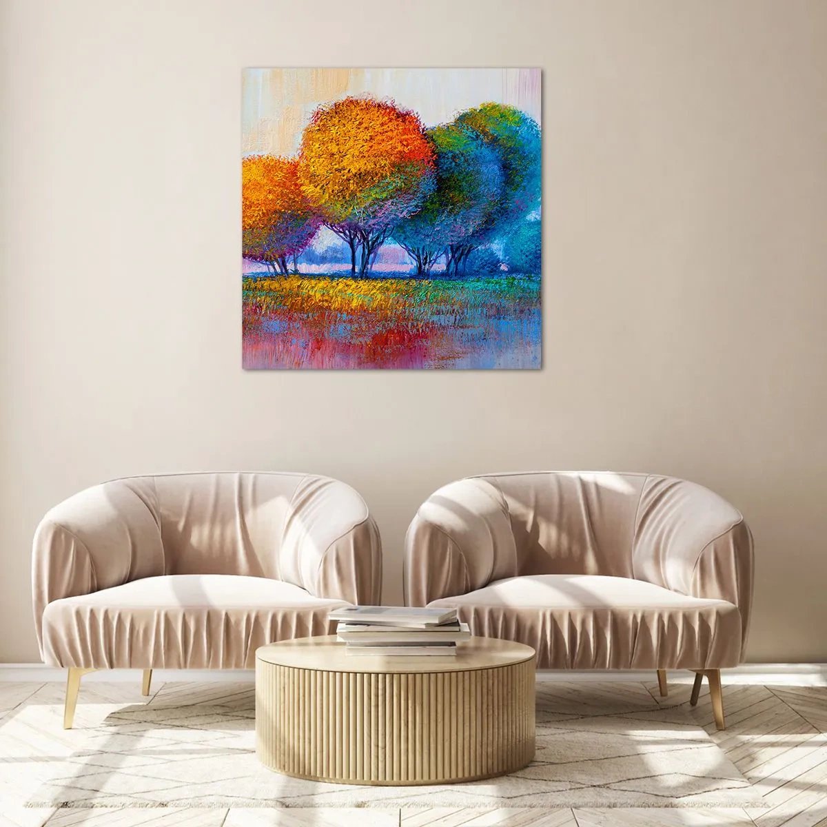Cuadro sobre vidrio - Impresiones sobre Vidrio - Un conjunto de colores llamativos - 30x30 cm